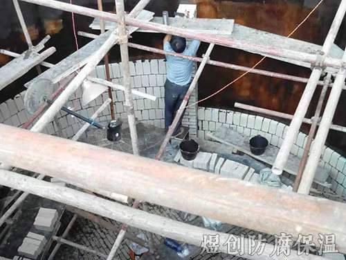 水泥制品衬耐酸砖施工 (2)